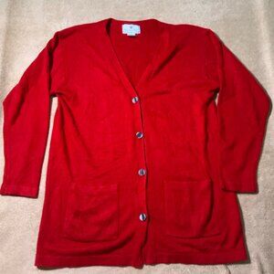 Vintage‎ Chandler Hill Women's Sz Large Long Sleeve Knit Red Button Cardigan (E)